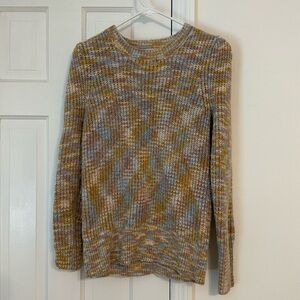Ann Taylor loft blue yellow marble sweater medium